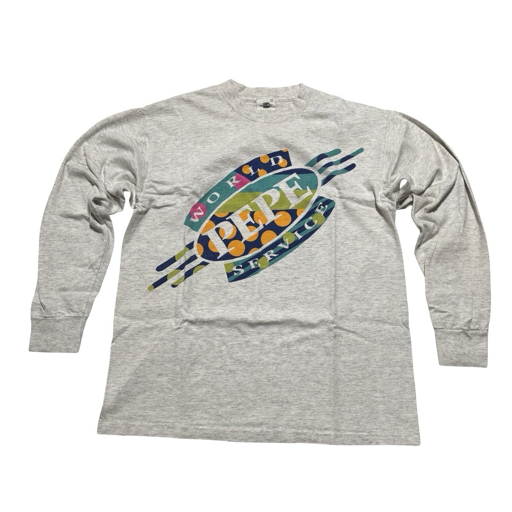 Vintage Pepe Jeans World Services Long Sleeve Shirt Youth Kids OSFA 19.5 x 25